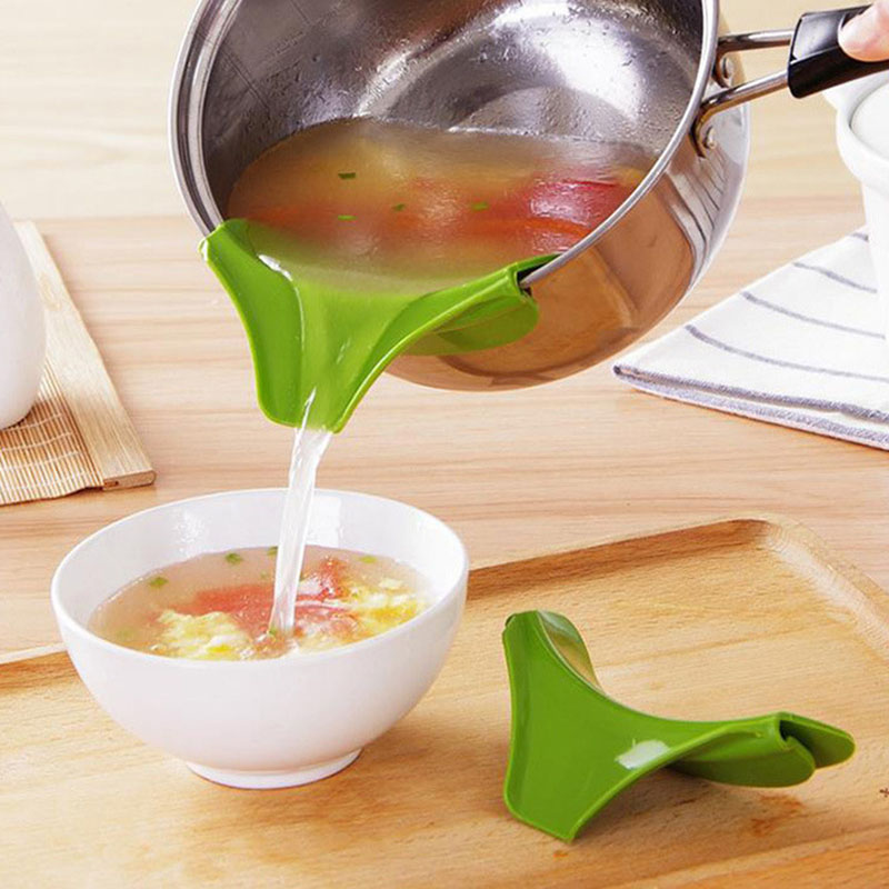 Kitchen Gadgets Guide - Auslaufsicherer Küchentrichter mit Spritzschutzrand & Flussführungsauslauf,