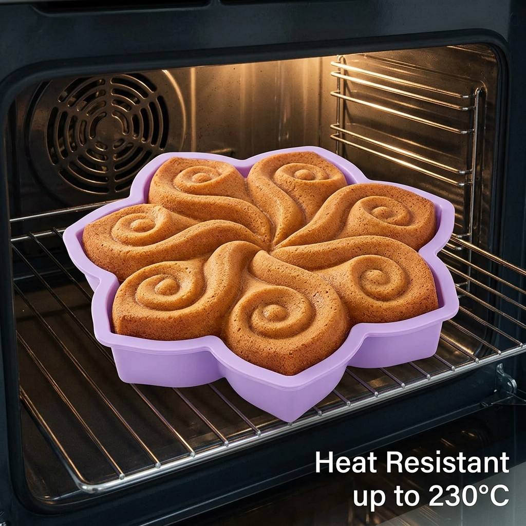 Zyliss Kitchen Gadgets - Große Blumen-Silikon-Kuchenform Spiralförmige Backform 3D Blumenmuster