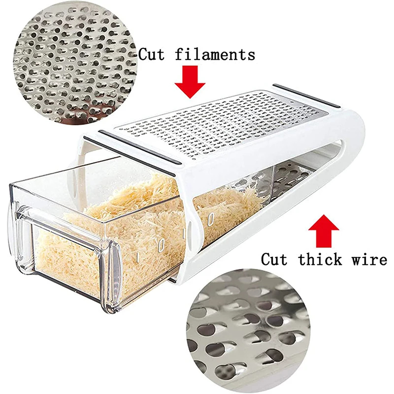 Cheese Grater Box - Doppelseitige Klingen Käsereibe Multifunktionale Gemüse Reibe