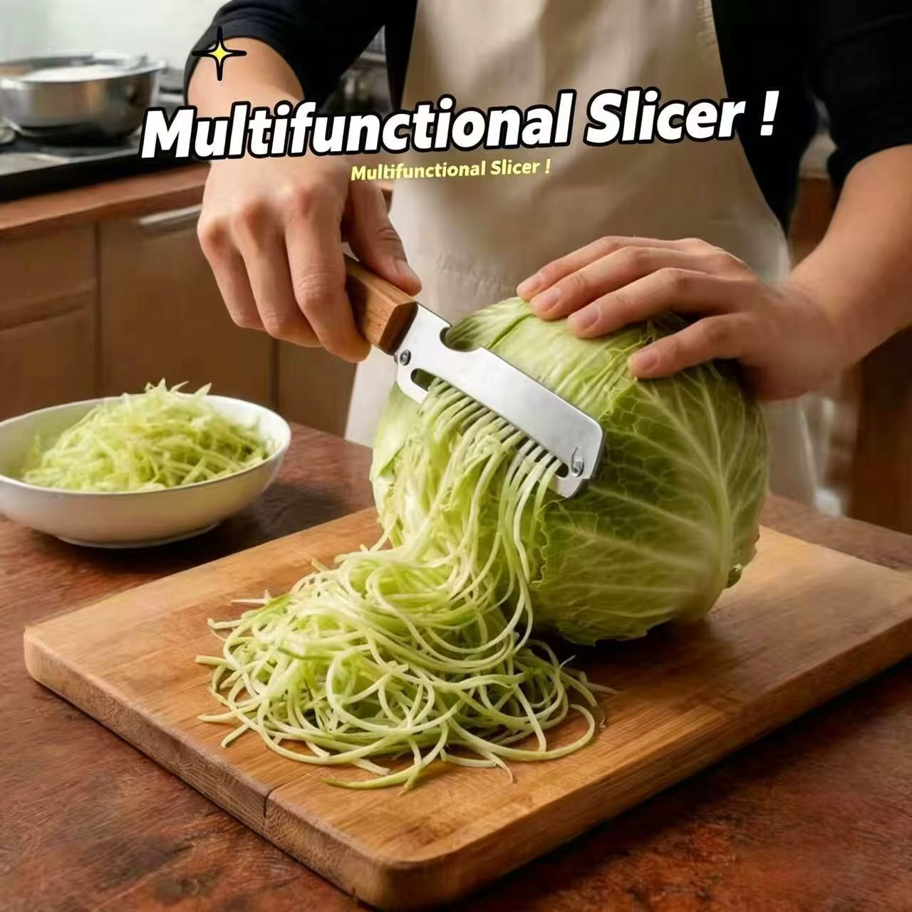 Kitchen Gadgets And Equipment - 3-in-1 Gemüseschäler mit Holzgriff und Flaschenöffner,