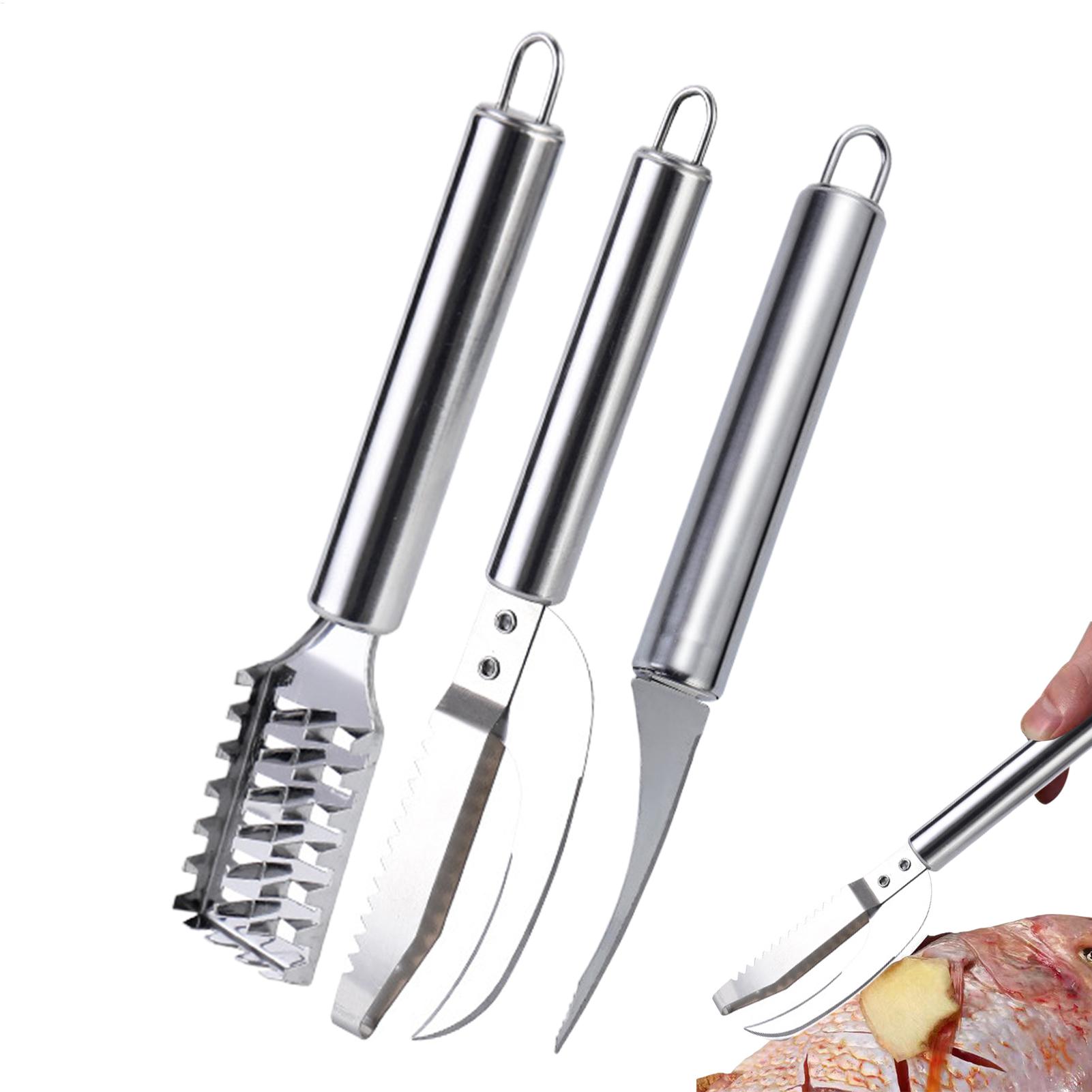 Kitchen Gadgets For Seniors - Fischschuppen-Entferner-Messer, Garnelen-Entschupper aus Edelstahl, Fischreinigungswerkzeug, Fischhautbürste,