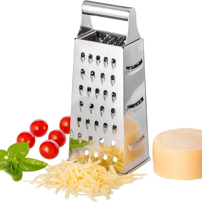 Cheese Grater Box - Edelstahl 4-Seitige Klingen Haushaltsreibe mit Behälter