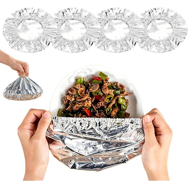 Kitchen Gadgets For Seniors - 10-50 Stück Wiederverwendbare Aluminiumfolien-Schüsselabdeckungen Kühlschrank-Frischhalte-Deckel Wärmeerhaltung