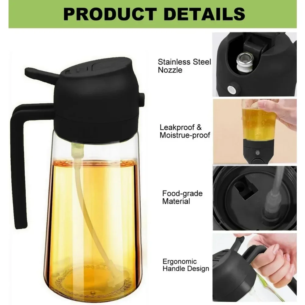 Kitchen Gadgets Oil Spray - 2-in-1 Kunststoff-Ölsprüher 500ml Kochöl-Sprühtank Ölflasche BBQ