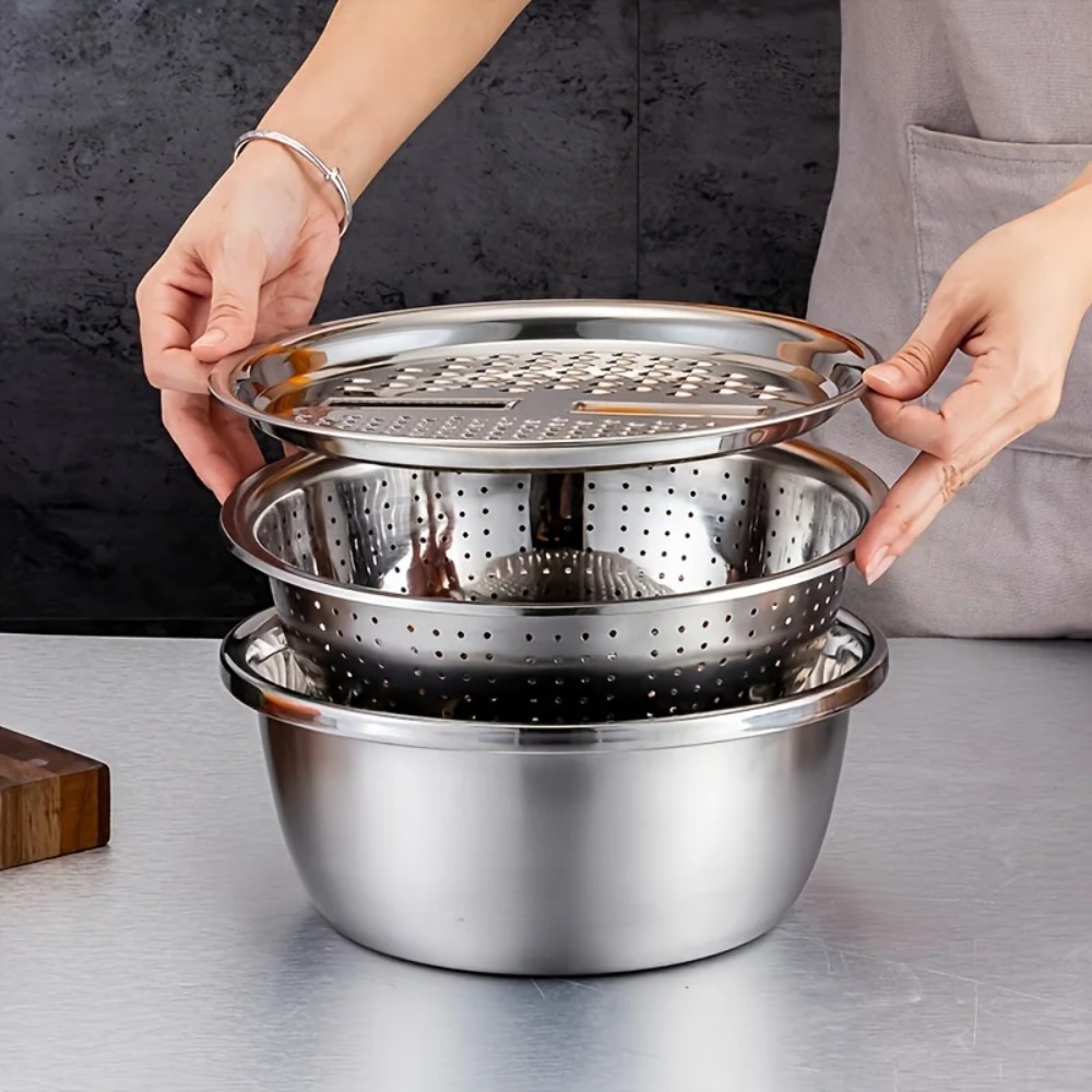 3-teiliges Edelstahl-Sieb- und – Household Kitchen Gadgets Vegetable Cutter Silk Cutter Bewertung und Preis