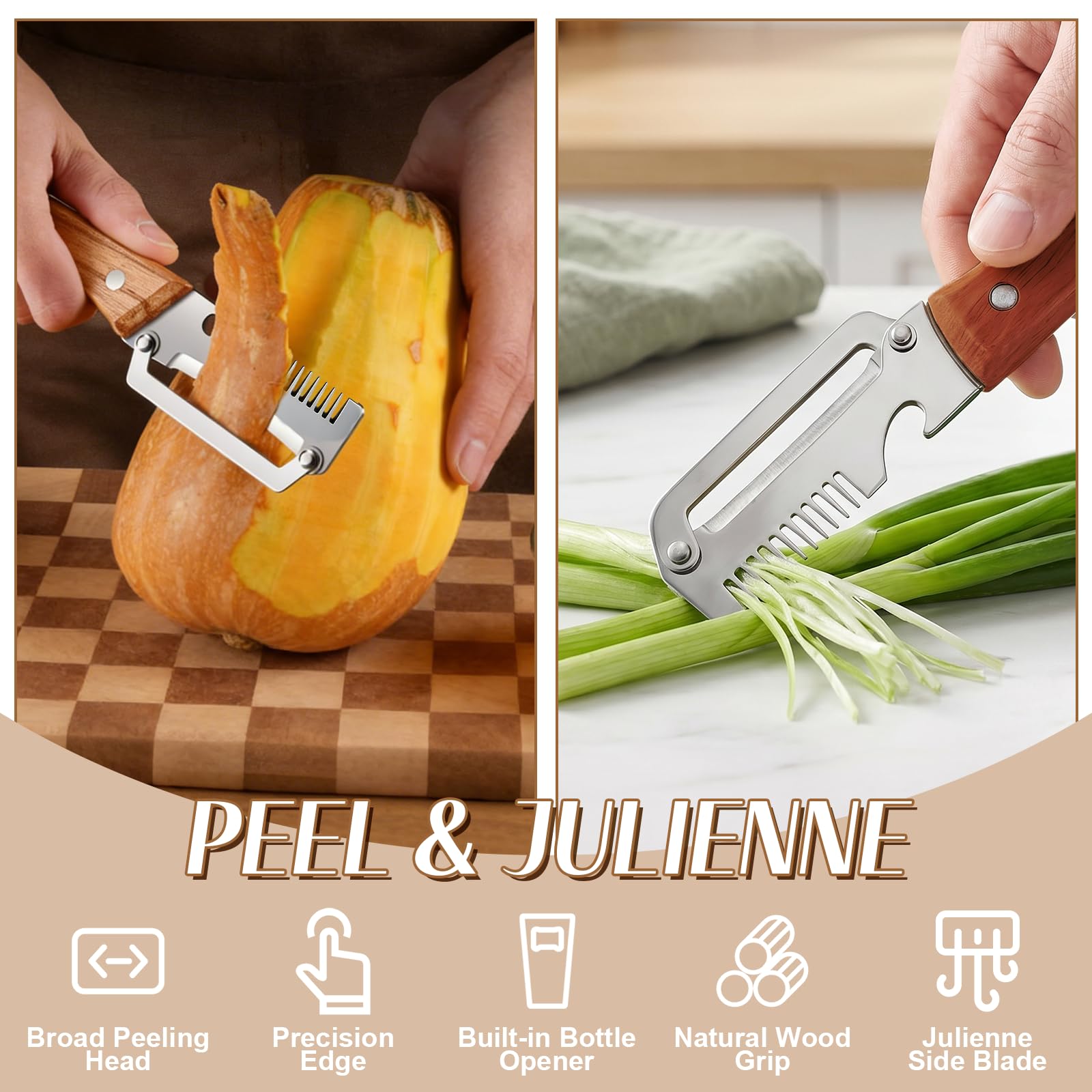 3-in-1 Gemüseschäler mit Holzg – Kitchen Gadgets And Equipment Bewertung und Preis