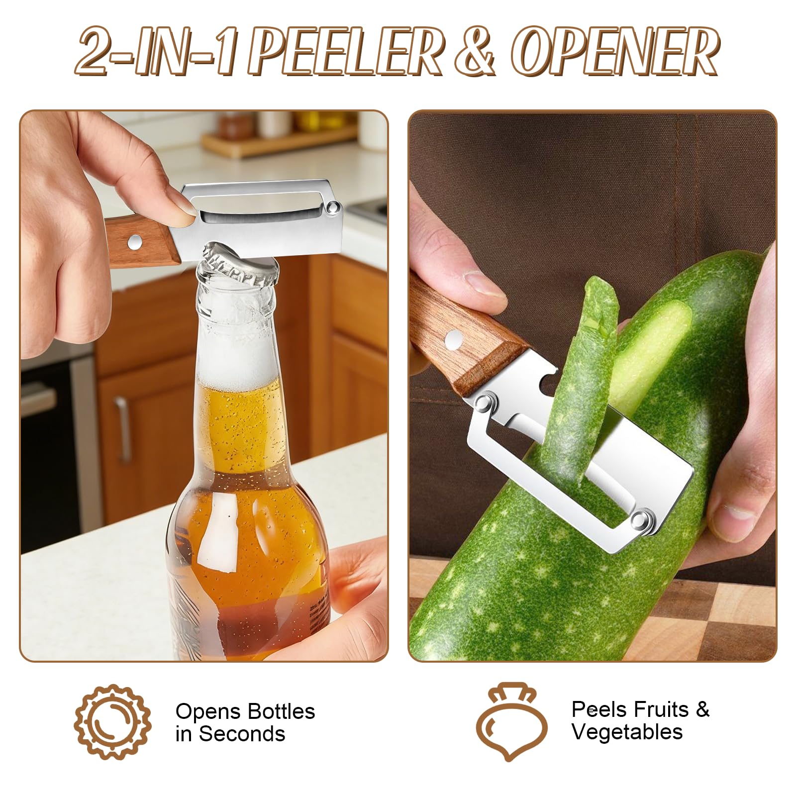3-in-1 Gemüseschäler mit Holzg – Kitchen Gadgets And Equipment Bewertung und Preis